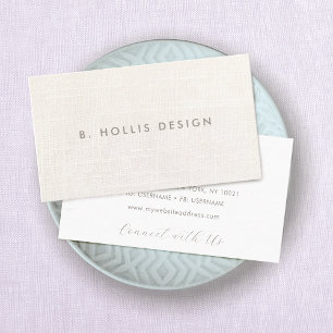 Tarjeta De Visita Elegante Diseñador Linen Blanco (imagen)