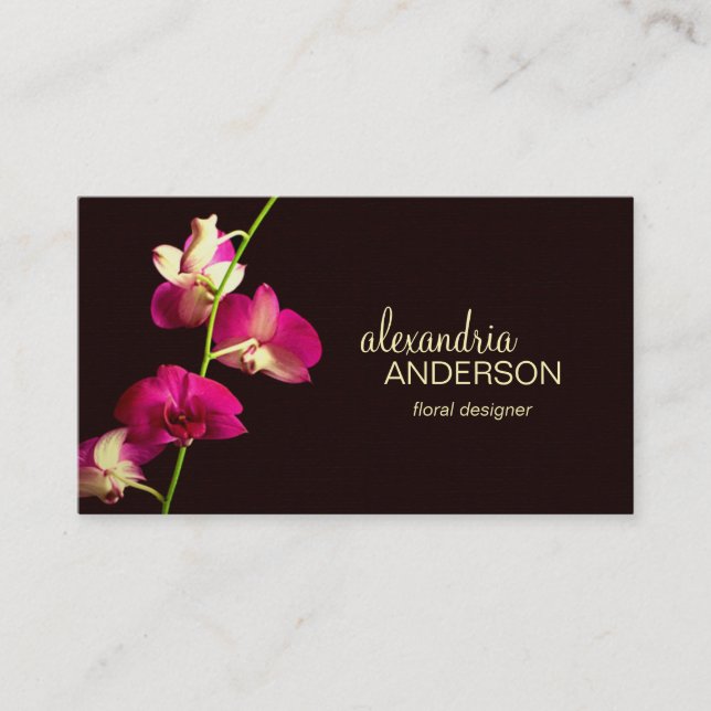 Tarjeta De Visita Elegante diseñador orquídea (Anverso)