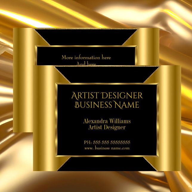 Tarjeta De Visita Elegante diseñador profesional Gold Black (Subido por el creador)
