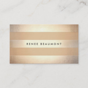 Tarjeta De Visita Elegante Diseñador rayado de color dorado y elegan