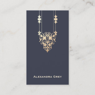 Tarjeta De Visita Elegante Diseñador Vintage Blue and Gold