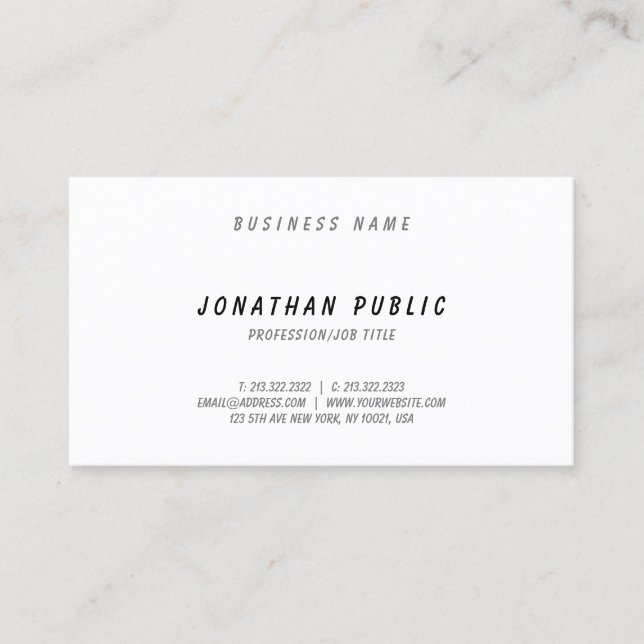 Tarjeta De Visita Elegante diseño de Bonito con escritura de mano mo (Anverso)