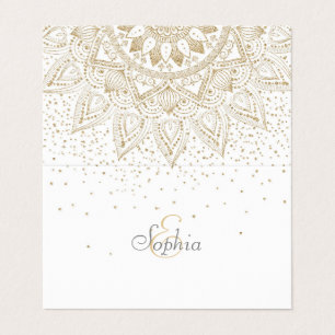 Tarjeta De Visita Elegante diseño de confeti de manala dorada