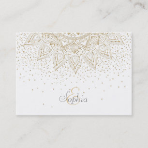 Tarjeta De Visita Elegante diseño de confeti de manala dorada