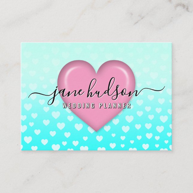Tarjeta De Visita Elegante diseño de corazón rosado y pececillos (Anverso)