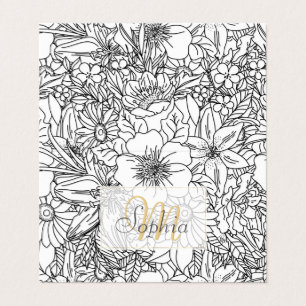 Tarjeta De Visita Elegante diseño de doodles florales dibujados a m