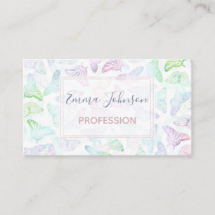 Tarjeta De Visita Elegante diseño de glam de mariposa Purpurina azu
