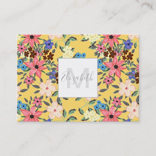 Tarjeta De Visita Elegante diseño de jardín florido (Anverso)