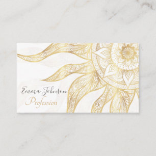 Tarjeta De Visita Elegante Diseño de Mandala Gold Sun