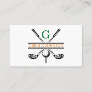 Tarjeta De Visita Elegante diseño de monograma de golf personalizado