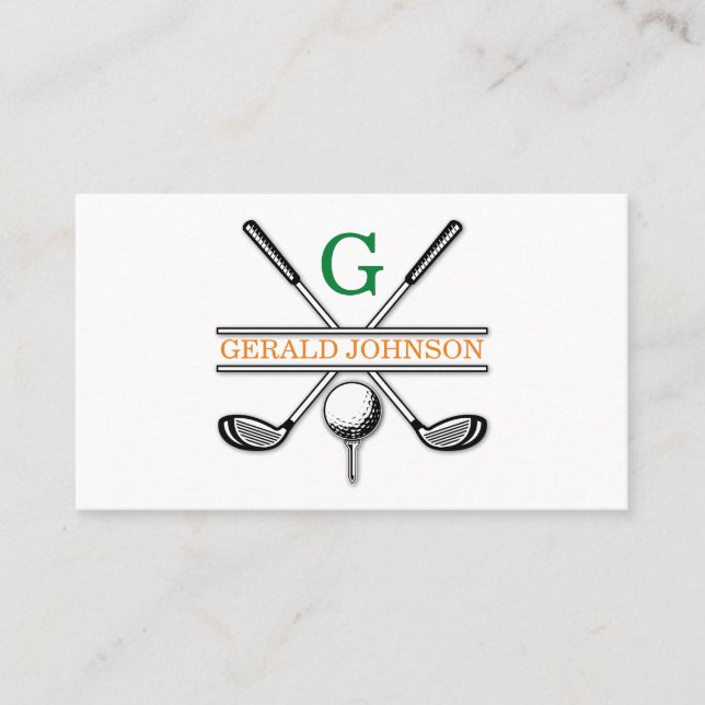 Tarjeta De Visita Elegante diseño de monograma de golf personalizado (Anverso)