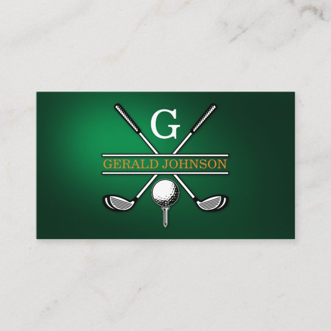 Tarjeta De Visita Elegante diseño de monograma de golf personalizado (Anverso)