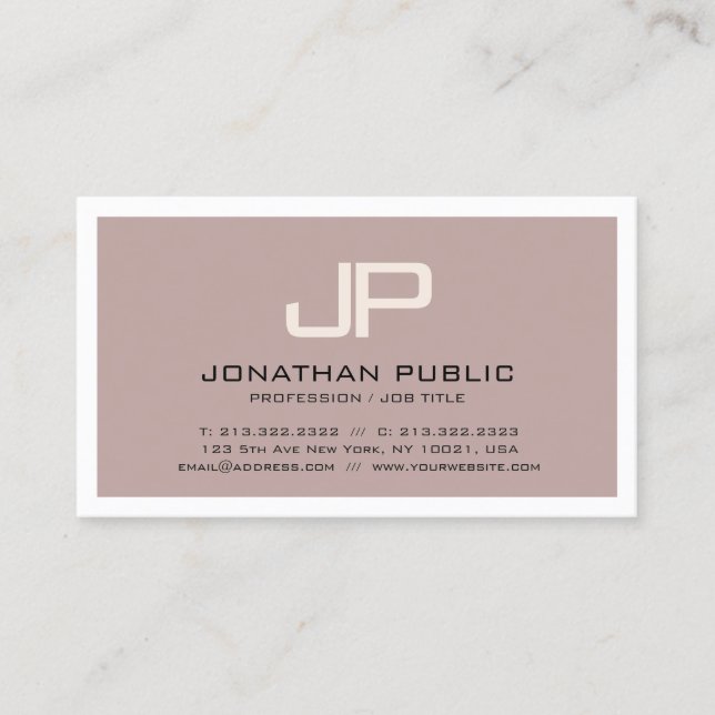 Tarjeta De Visita Elegante Diseño de Monograma Marrón Moderno Profes (Anverso)