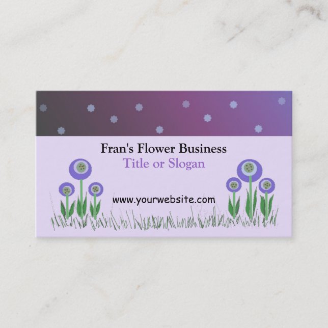 Tarjeta De Visita Elegante diseño de negocio de flores moradas (Anverso)