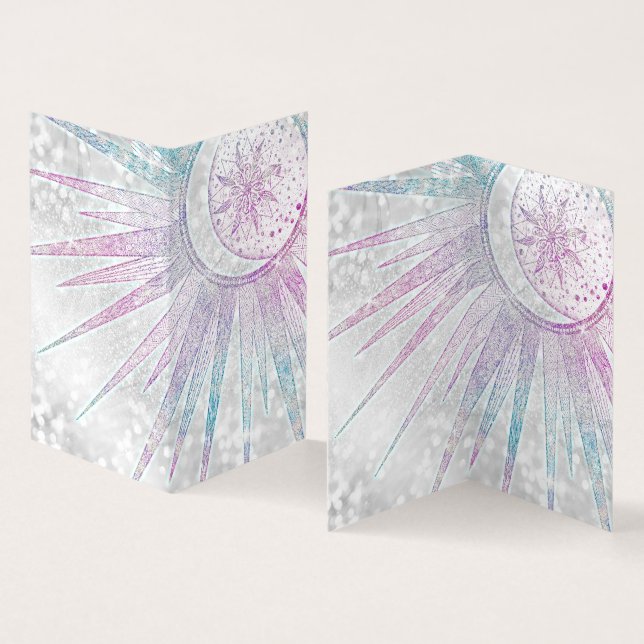 Tarjeta De Visita Elegante diseño de plata de luna de sol irlandés M (Interior y exterior)