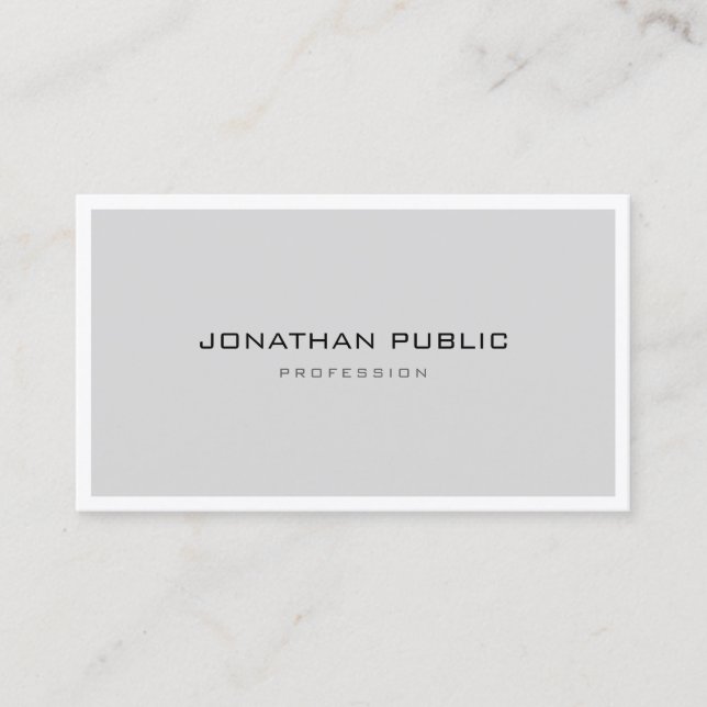 Tarjeta De Visita Elegante Diseño Elegante Blanco Gris Moderno Minim (Anverso)