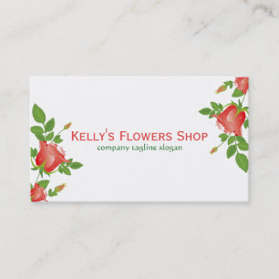 Tarjeta De Visita Elegante diseño floral de rosas rojas Ilustracion
