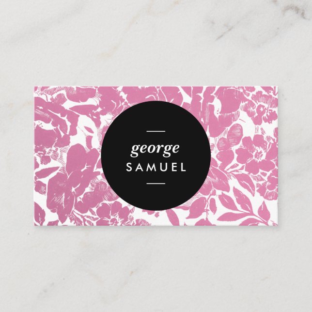 Tarjeta De Visita Elegante Diseño Floral Dorado Con Negro Negrita (Anverso)