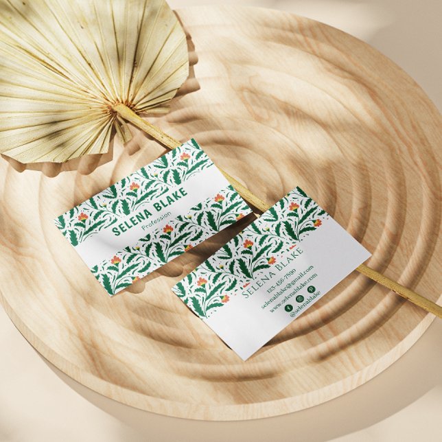 Tarjeta De Visita Elegante diseño floral verde | Moda y modernidad (Subido por el creador)