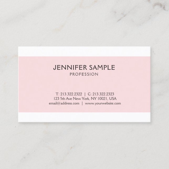 Tarjeta De Visita Elegante Diseño Gráfico Pink Clean Moderno Llanto (Anverso)