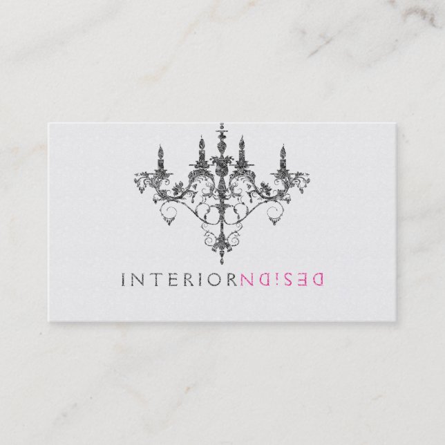 Tarjeta De Visita Elegante diseño interior de lámpara de araña blanc (Anverso)
