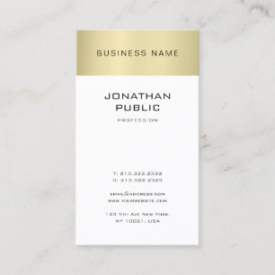 Tarjeta De Visita Elegante Diseño Limpio Oro Aspecto Llanto Moderno