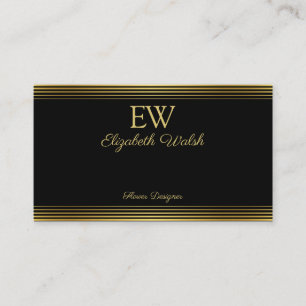 Tarjeta De Visita Elegante diseño moderno de líneas de oro Minimalis