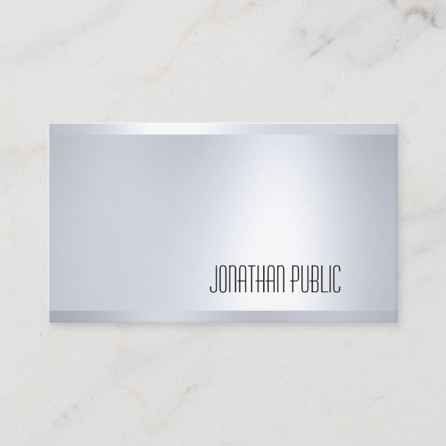Tarjeta De Visita Elegante diseño moderno de vidrio plateado Aspecto (Anverso)