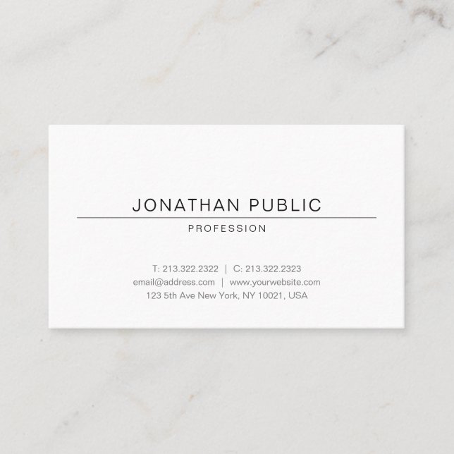 Tarjeta De Visita Elegante diseño moderno moderno diseño simple Moda (Anverso)