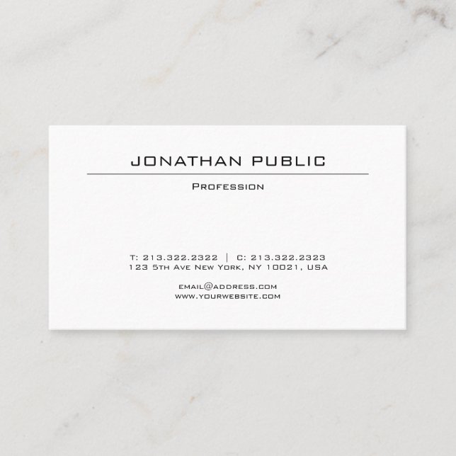Tarjeta De Visita Elegante Diseño Moderno Moderno Moderno Minimalist (Anverso)