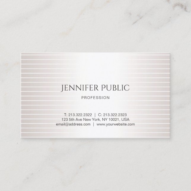 Tarjeta De Visita Elegante Diseño Moderno Plata Glamorosa Faux Plata (Anverso)