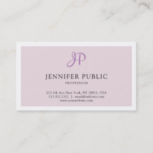Tarjeta De Visita Elegante Diseño Monograma Sleek Plain Moderno