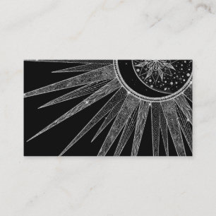 Tarjeta De Visita Elegante diseño negro de luna de sol plateado Man