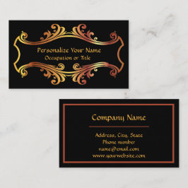 Tarjeta De Visita Elegante Diseño Ornamental Negro de Oro Fancy
