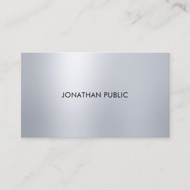 Tarjeta De Visita Elegante Diseño Profesional Plata Aspecto Moderno  (Anverso)