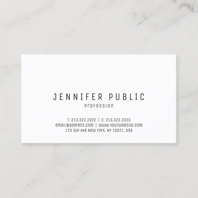 Tarjeta De Visita Elegante diseño sencillo de diseño sencillo blanco (Anverso)