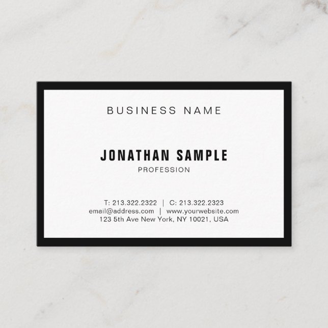 Tarjeta De Visita Elegante diseño simple blanco negro blanco negro b (Anverso)
