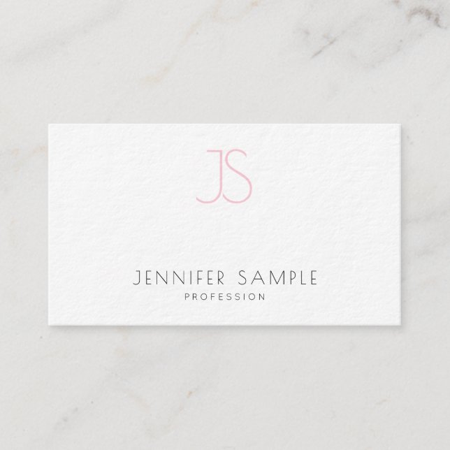 Tarjeta De Visita Elegante diseño simple Monograma rosa Moda moderna (Anverso)