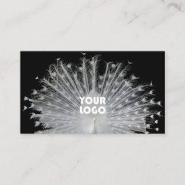 Tarjeta De Visita Elegante diseño único Peacock blanco negro y logot