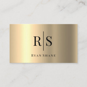 Tarjeta De Visita Elegante DIY Black Monograma & Name, Oro Amarillo