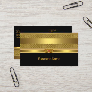 Tarjeta de visita elegante dorada deco imagen roja