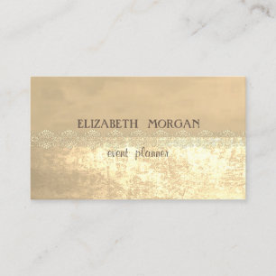 Tarjeta De Visita Elegante Dorado con Encaje Estiloso