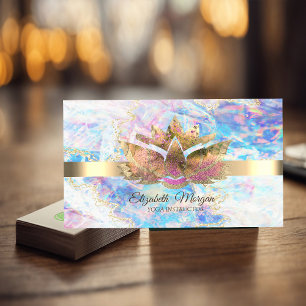 Tarjeta De Visita Elegante Dorado de Moda, Loto de Ópalo