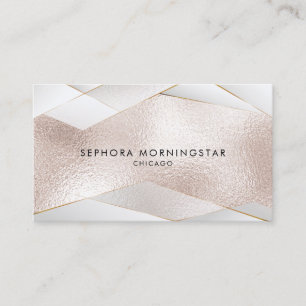 Tarjeta De Visita Elegante Dorado Facetas Transparente Rosa Dorado B