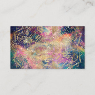 Tarjeta De Visita Elegante dorado Mandala color de agua nebulosa