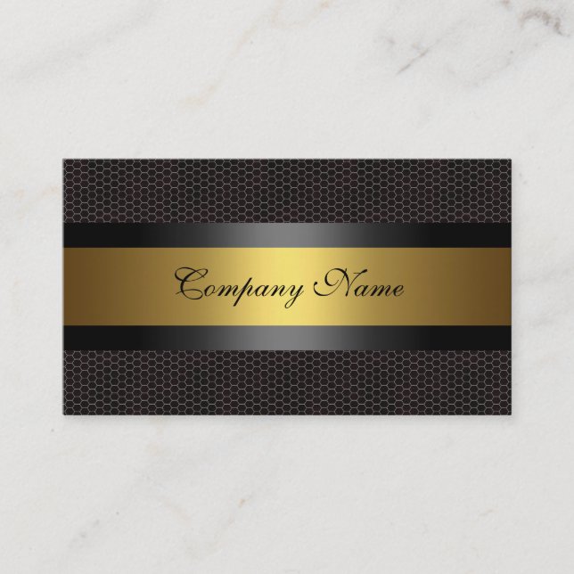 Tarjeta De Visita Elegante dorado Metalizado blanco negro (Anverso)