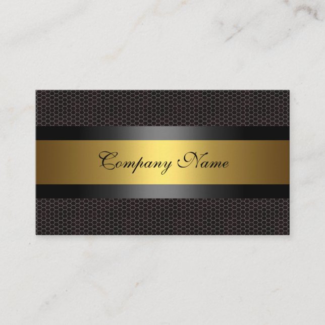Tarjeta De Visita Elegante dorado Metalizado blanco negro (Anverso)