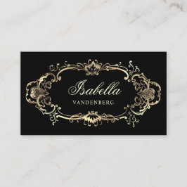 Tarjeta De Visita Elegante dorado negro vintage barroco ornamental