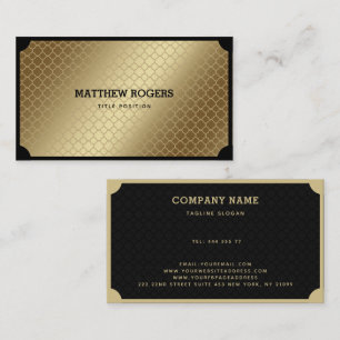 Tarjeta De Visita Elegante Dorado Y Negro