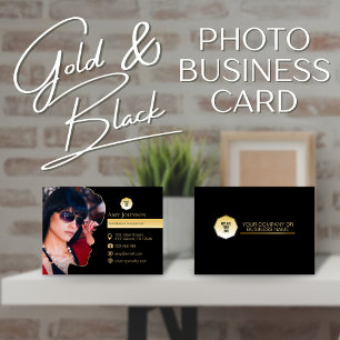 Tarjeta De Visita Elegante dorado y negro, añada el logotipo propio 
